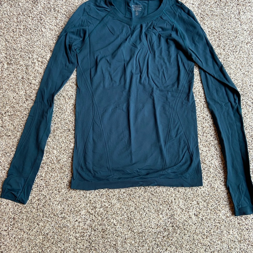 Dark Teal Long Sleeve Athleta momentum Top